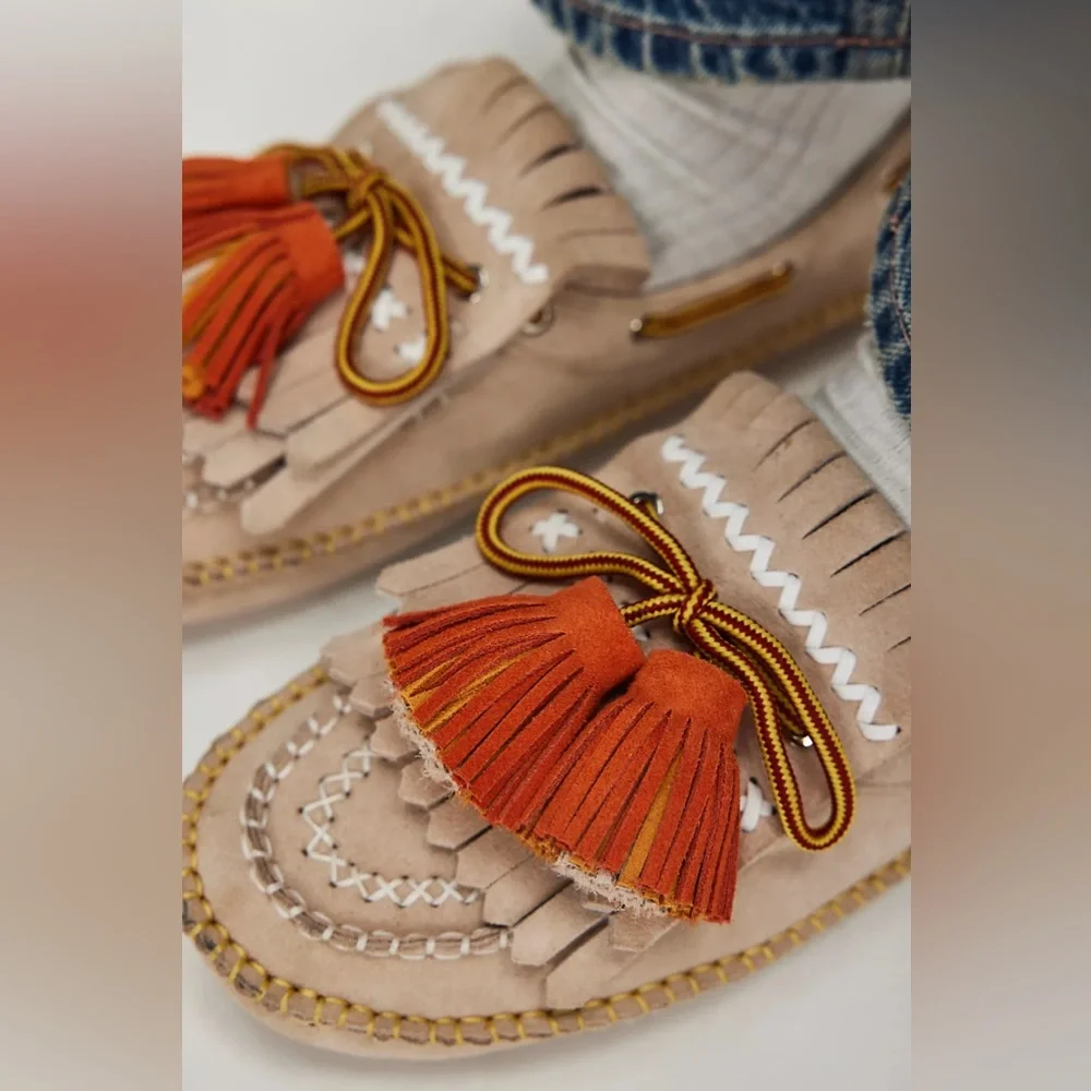 $248! FP Scandi Tassel Moccasins by Nan-Ku Couture EU SZ 40/ US SZ 9.5-10 NWOB - Picture 1 of 8